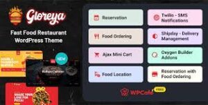 Gloreya Fast Food & Delivery Restaurant WordPress Theme 2.0.6