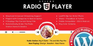 Sticky Full Width Radio Player WordPress Plugin 3.2.1