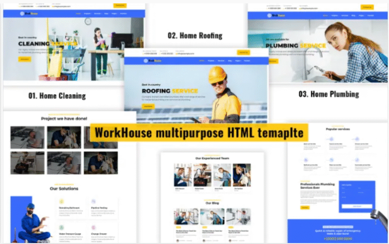 Workhouse – Plumbing, Cleaning and Roofing HTML Template