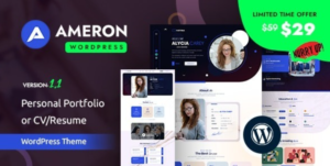 Ameron – Personal Portfolio or CV/Resume WordPress Theme 1.0.0